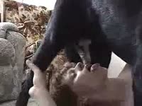 Horny slut having sex with her pet porn